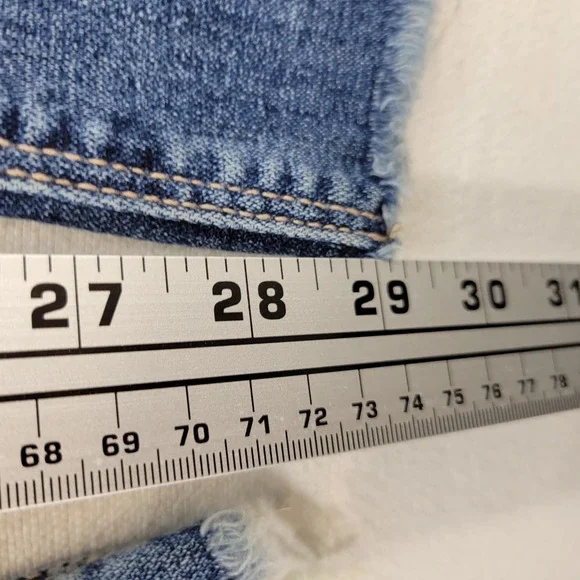 American Eagle Jeans Womens 4 Short Artist Flare High Rise Ripped Raw Hem Denim - Picture 10 of 11